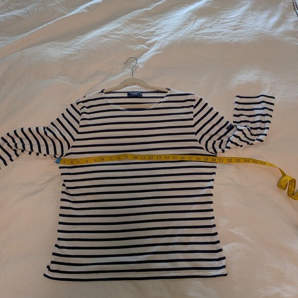 Saint James Navy and White Breton Striped Top, Size US 12, 3/4 sleeves - Picture 9 of 10